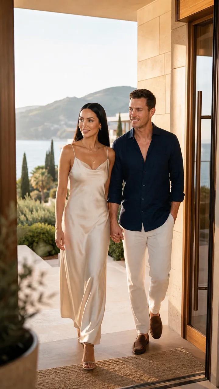 Couple arriving at the residence