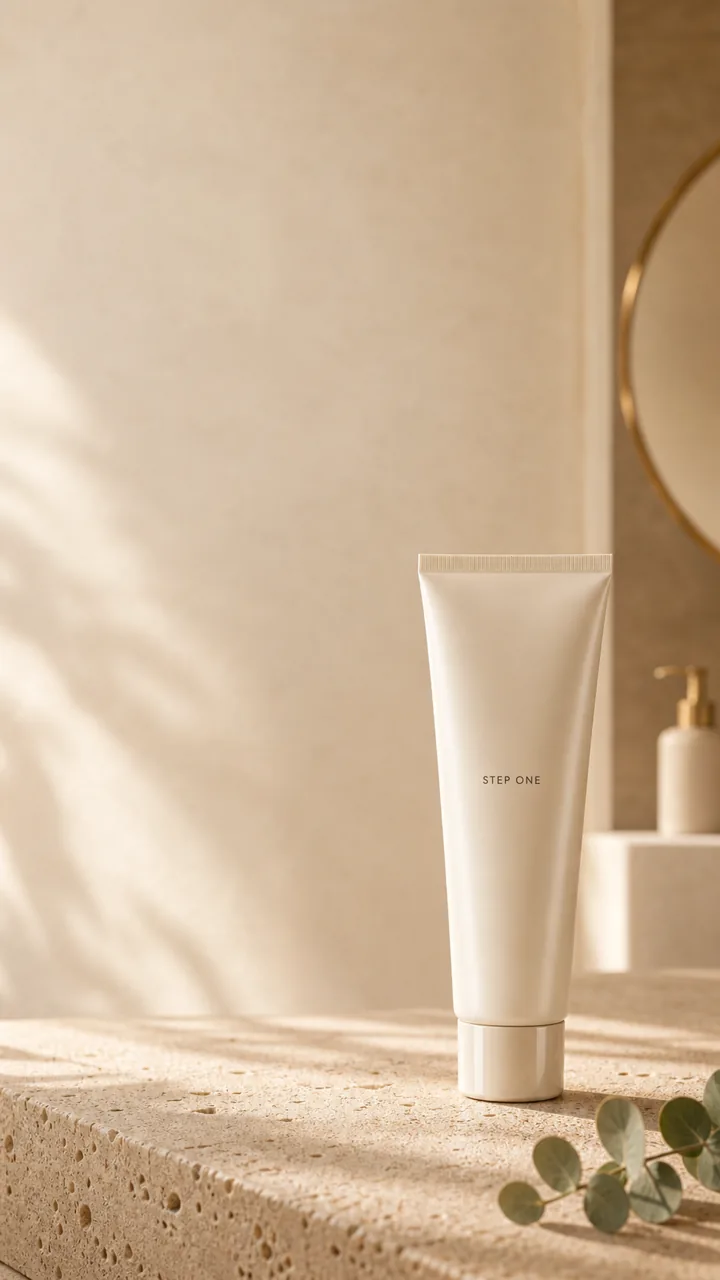 Skincare advertising composition with copy space